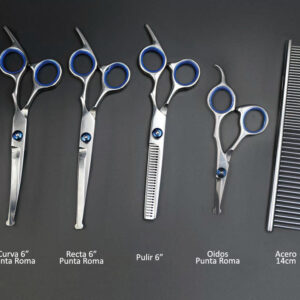 Set 4 tijeras 6″ + Peine Oveja Negra