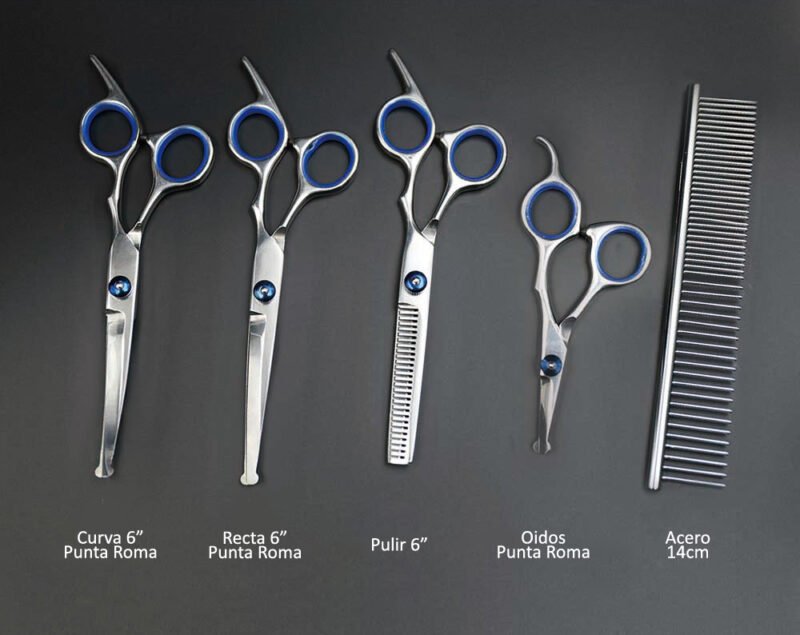 Set 4 tijeras 6″ + Peine Oveja Negra