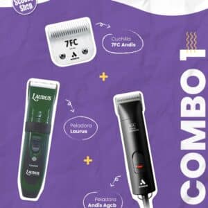 Combo peladora Andis AGCB + cuchilla Andis 7FC +  peladora Laurus